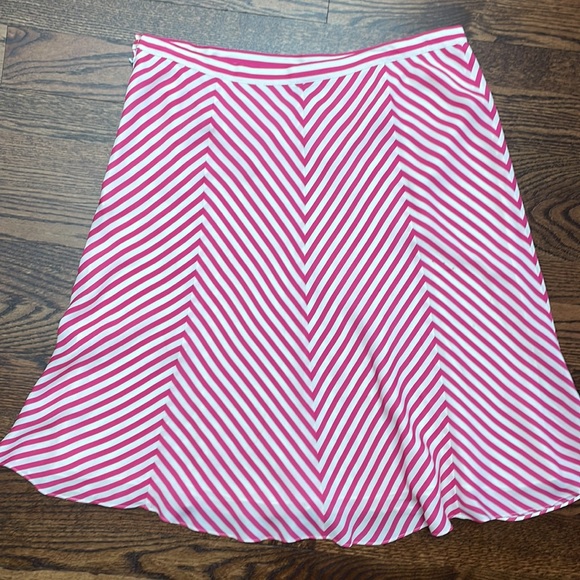 Michael Kors Striped Silk Pink and Off White Flowy Mini Skirt Size 14 - Picture 4 of 12